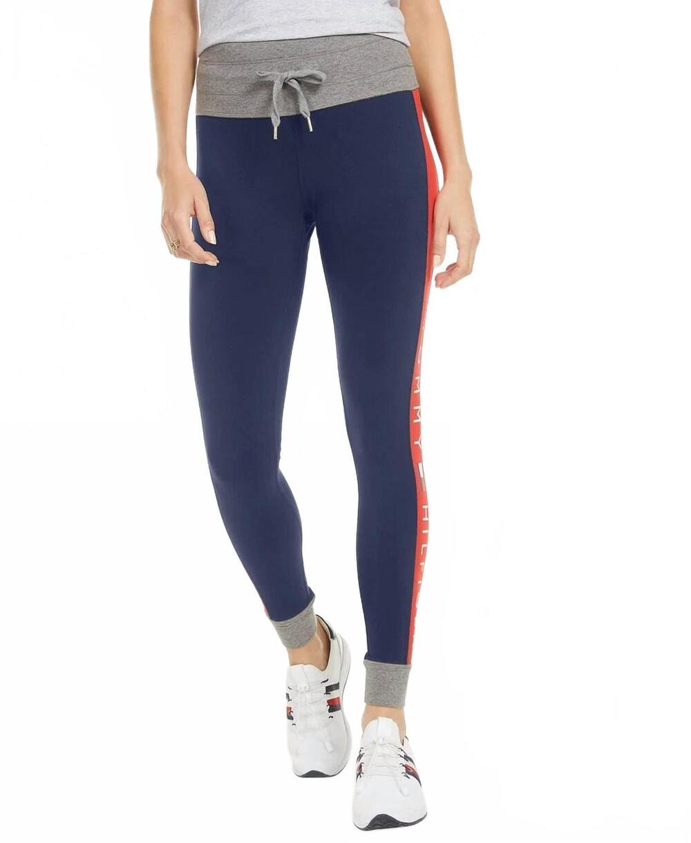 NEW TOMMY HILFIGER side striped jogger pants in navy